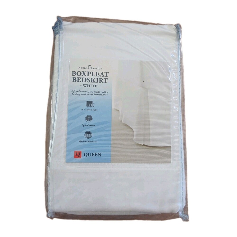 New with tag Home Classics Box Pleat Bed Skirt Queen White 60 in. x 80 in